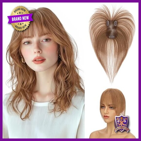 Clip In Human Hair Bangs Topper 11 Inches Wispy Thin Air Bang